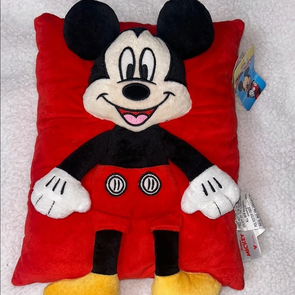 Mickey Mouse Red and Black Decorative Pillow with Cartoon Design